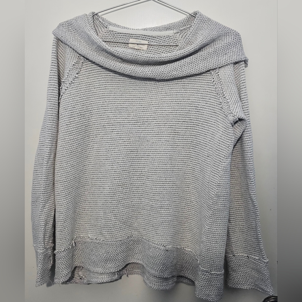 Lucky Brand - Women's Beige Tan Variegated Cowl Neck Sweater - Medium